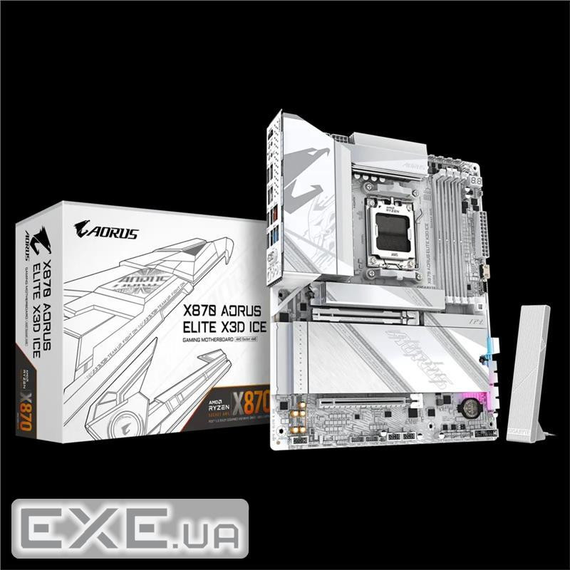 Материнська плата GIGABYTE X870 A ELITE X3D ICE sAM5 X870 4xDDR5 M.2 Wi-Fi BT H (X870 A ELITE X ICE)