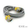 Кабель мультимедійний VGA M to VGA M 3.0m 1080P grey-yellow Merlion (YT-VGA(M)/(M)3+6GR-3m)