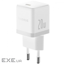 СЗУ Baseus Palm Fast Charger 20W (Type-C) + Кабель Type-C to Lightning 20W (1m) white (E0116400)