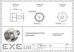Антенний конектор FreeEnd-RF:F (конектор ),Terminator 75 Ohm Zinc (75.01.1393-500)