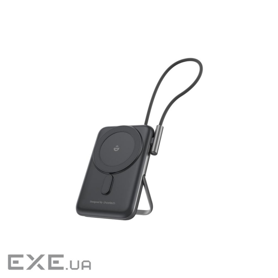 УМБ Choetech Magnetic Wireless 10000mAh 20W PD USB-C In/Out,Qi-15W,build-in cabel Black (B735-CCBK)