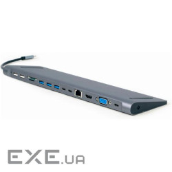 Концентратор Cablexpert USB-C 9-in-1 (Hub/HDMI/VGA/PD/card-reader/lan/audio) (A-CM-COMBO9-01)