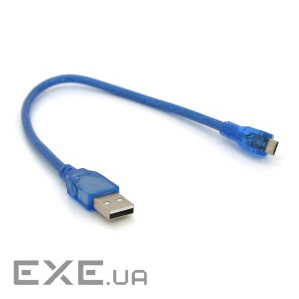 Кабель USB 2.0 (AM / Місго 5 pin) 3м, прозорий синій, Пакет (YT-AM/Mc-3B)