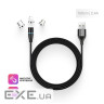 Дата кабель USB 2.0 AM to Lightning + Micro 5P + USB-C 1.0m Magnetic ColorWay (CW-CBUU038-BK)