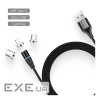 Дата кабель USB 2.0 AM to Lightning + Micro 5P + USB-C 1.0m Magnetic ColorWay (CW-CBUU038-BK)