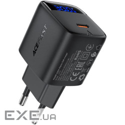 Зарядний пристрій 1xUSB-C 30W Gan A115 Fast Charger + USB-C cable black Acefast (6974316284451)