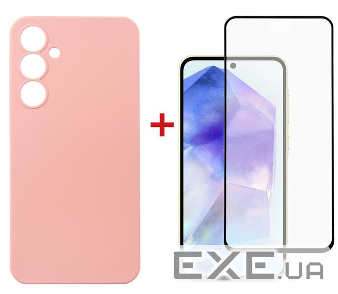 Чохол до мобільного телефона Dengos Samsung Galaxy A55 5G + Glass Pink (DG-KM-92)