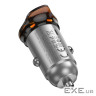 Зарядний пристрій HOCO 1xUSB-C PD25W + 1xUSB QC3.0 43W car adapter NZ16A gray (6942007644747)
