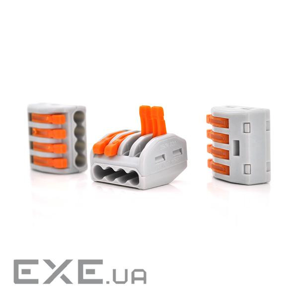 Клема з натискними затискачами 4-провідна WAGO K222-414 для розподільчих коробок, 4-pin, сіро-ора