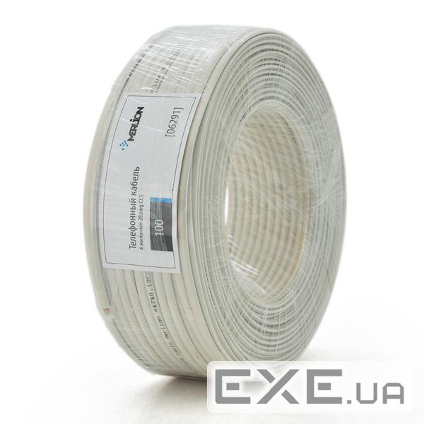 Телефонний кабель Merlion 4 жильний 28awg CCS 100 метрів в бухті бежевий (06291) (06291)