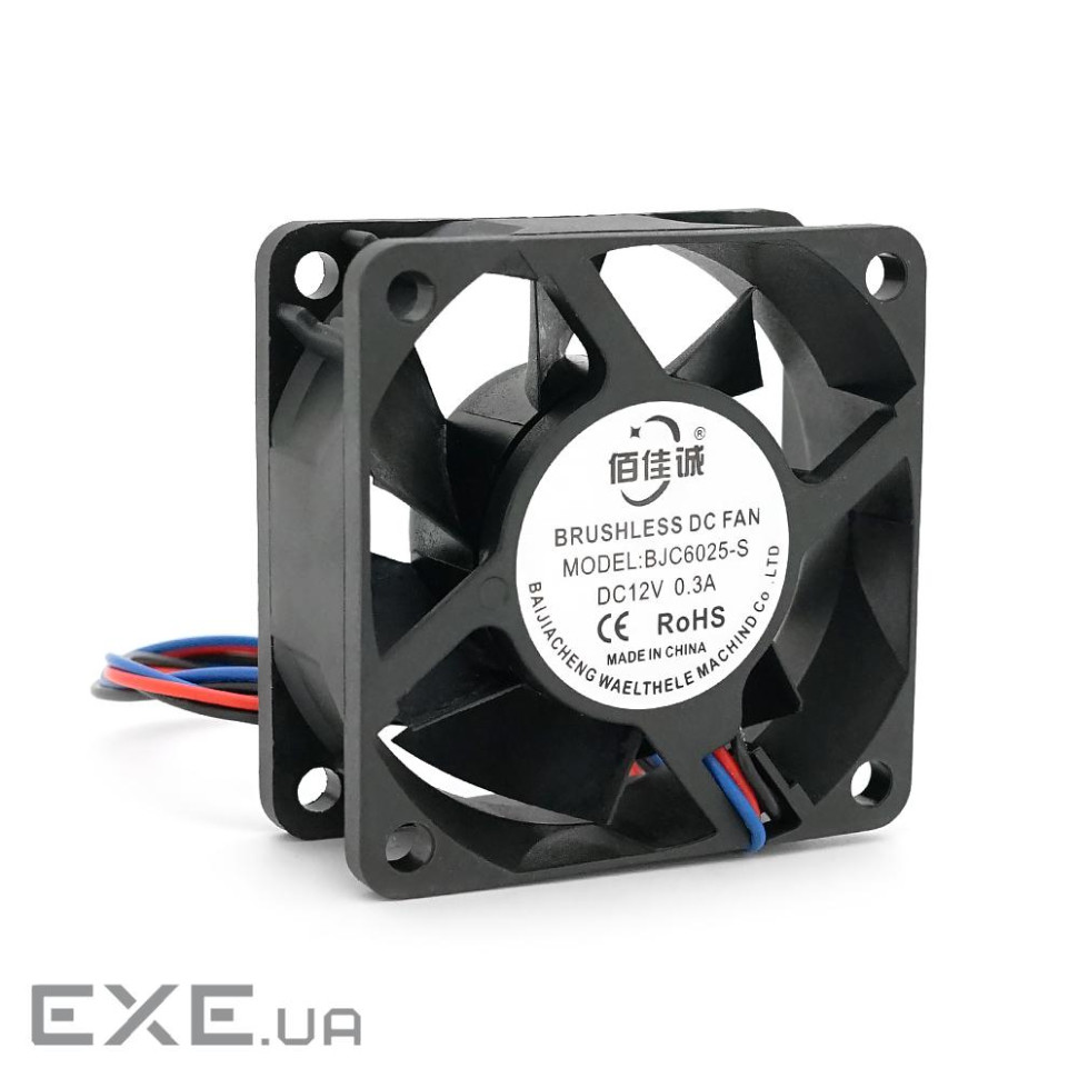 Кулер корпусний Merlion BJC6025-S, 60x60x25mm, 12V / 0.3A, RPM 1500&plusmn,15%, 3-pin, Black, OE