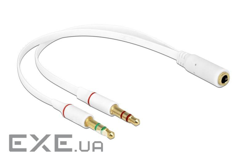 Перехідник Delock аудіо Jack 3.5mm 4pin-3.5mm 3pinx2 F/M,0.2m (L-R-Gnd-Mic) (70.06.5585-100)