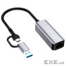 Адаптер USB-C + USB A to RJ45 Ethernet 1000Mbps ColorWay (CW-AD-CRG)