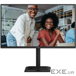 TFT 27" AOC Q27E4U, QHD, 120Hz, HDMI, DP, USB-hub, HAS, Pivot, колонки, чорний