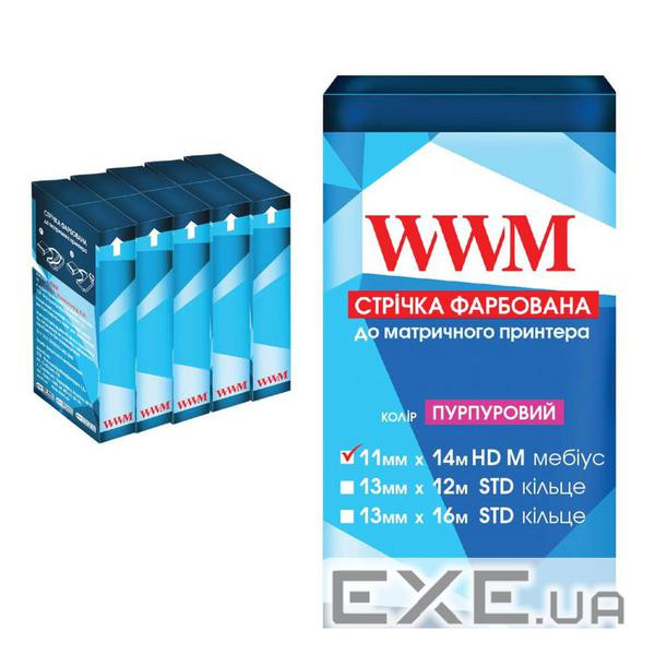Стрічка до принтерів 11мм х 14м HD л. Purple*5шт WWM (R11.14HPM5)