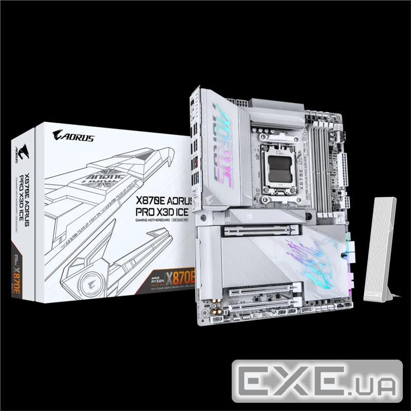 Материнська плата GIGABYTE X870E A PRO X3D ICE sAM5 X870 4xDDR5 M.2 Wi-Fi BT HDM (X870E A PRO X ICE)
