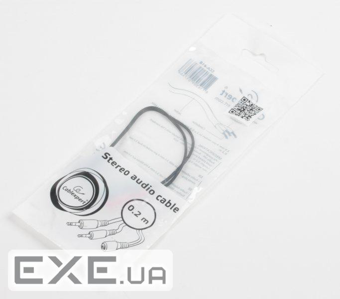 Кабель мультимедійний 3.5mm M to 2x3.5mm M 0.2m (4pin) Cablexpert (CCA-418)