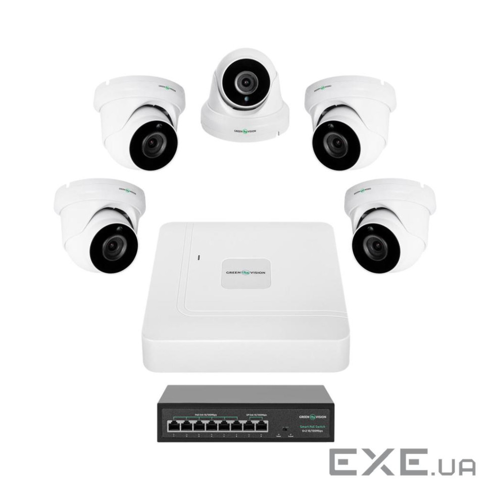 Комплект відеоспостереження на 5 камер GV-IP-K-W82/05 5MP (29480)