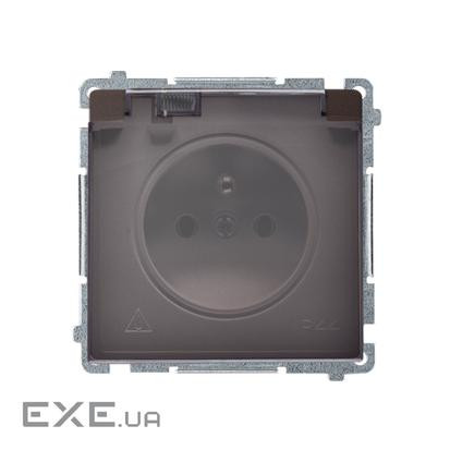 Розетка Basic с заземлением French с прозрачной крышкой IP44, шоколадный (BMGZ1B.01/47A)