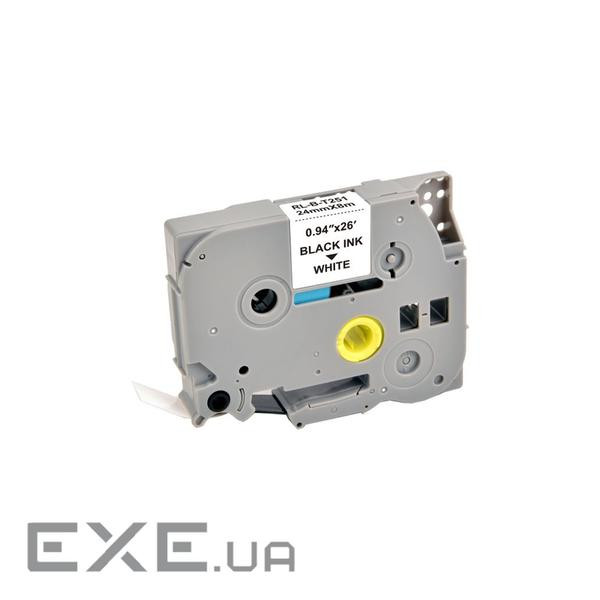 Стрічка для принтера етикеток UKRMARK RL-B-T251P-BK/WT, аналог TZE251. 24 мм х 8 м (CBTZ251)
