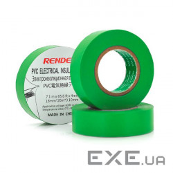 Ізолента RENDER 0,10 мм*18 мм*20 м (зелена), temp:-10+80° (0,10 мм*18 мм*20 м зелена) )