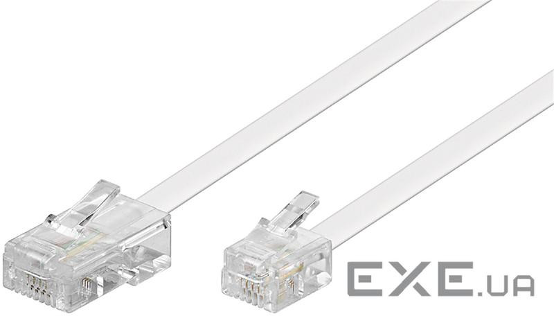 Кабель телефонний RJ11-RJ45 U/UTP M/M (Western) 3.0m, плоский 6P4C/8P4C, білий (75.09.3061-1)