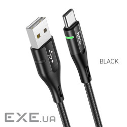 Дата кабель USB 2.0 AM to USB-C 1.2m 3A nylon aluminum with light indicator U93 black HOCO (6931474732170)