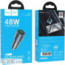 Зарядний пристрій HOCO 1xUSB-C PD30W + 1xUSB QC3.0 48W car adapter Z60 gray (6942007642095)