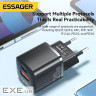 Зарядний пристрій Essager 1xUSB + 1xUSB-C PD20W GaN (ECTAC-HMB01-P)