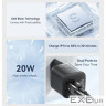Зарядний пристрій Essager 1xUSB + 1xUSB-C PD20W GaN (ECTAC-HMB01-P)