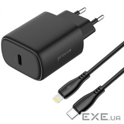 СЗУ Proove Silicone Power 2 20W (Type-C) + Cable Type-C to Lightning (1m) black (WCSP22010001)