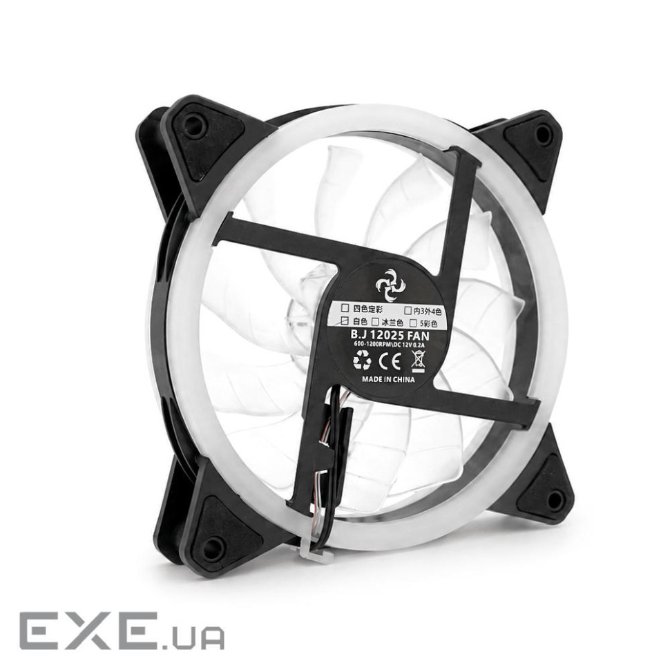 Кулер корпусний 12025 DC sleeve fan 4pin - 120*120*25мм, 12V, 1100об / хв, White, дв (BJ12025 White)