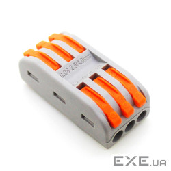 Клемна колодка з натискними затискачами 3-провідна SPL-3 для розподільчих коробок, 3-pi (SPL-3 / 10)