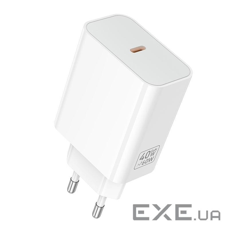 СЗУ 110-240V HOCO C162A 1xUSB-C, PD40W, White, Blister (HOCO C162A / W)