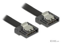 Кабель накопичувача Delock SATA 7p M/M 0.7m прямий 6Gbps UltraFLEXI Latch чорний (70.08.3842)
