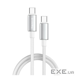 Дата кабель USB-C to USB-C 1.0m 5A 100W zinc alloy braided white ColorWay (CW-CBPDCC098-WT)