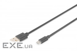 Кабель USB 2.0 (AM/ microB) DIGITUS 1.8м Black/ Чорний , bulk (AK-300110-018-S)