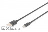 Кабель USB 2.0 (AM/ microB) DIGITUS 1.8м Black/ Чорний , bulk (AK-300110-018-S)
