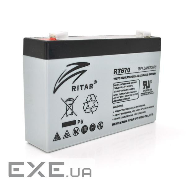 Акумуляторна батарея Ritar RT670, 6V-7.0Ah