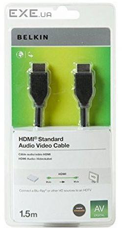 Кабель мультимедійний HDMI M to HDMI M 1.5m High Speed with Ethernet Belkin (F3Y017BT1.5MBLK)