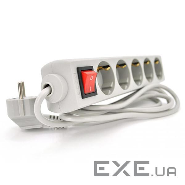 Мережевий подовжувач RITAR G530CU, 220В 10А, 5 розеток, 3,0 м, сечение 3х0,75мм CU, серый (RT-G530-CU)