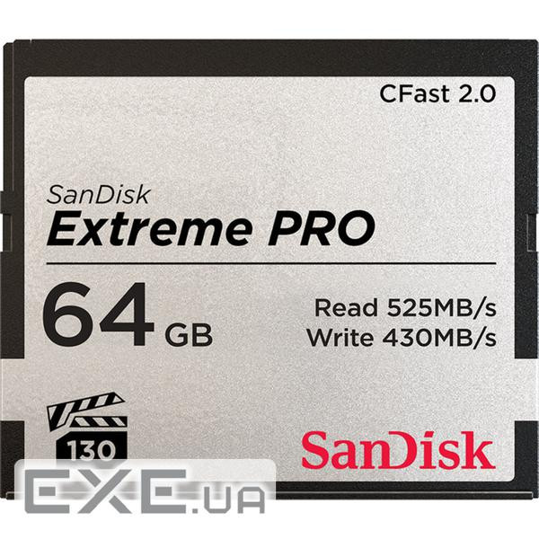 Карта пам'яті SanDisk Extreme PRO CFAST 2.0 64GB 525MB/s VPG130, (SDCFSP-064G-G46D)