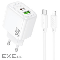 Набір СЗУ HOCO CS55A + Type-C / Lighting кабель, 1xUSB+1xUSB-C, PD30W+QC3.0, кабел (HOCO CS55A / LW)