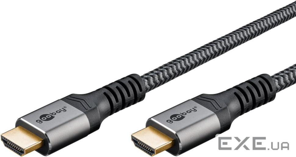 Кабель монітора-сигнальний HDMI M/M 0.5m,v2.1 8K@60Hz D=6.3mm 3xS Textile,чорний (75.06.4999-1) (75.06.4999-1)