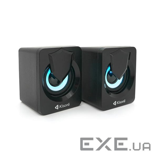 Колонки 2.0 Kisonli L-1030 для ПК та ноутбука , USB + 3.5mm, 2x3W, 20Hz-20KHz, 20X11X13mm, bl (L1030)