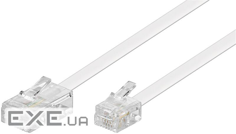 Кабель телефонний RJ11-RJ45 U/UTP M/M (Western) 6.0m, плоский 6P4C/8P4C, білий (75.09.3062-1)
