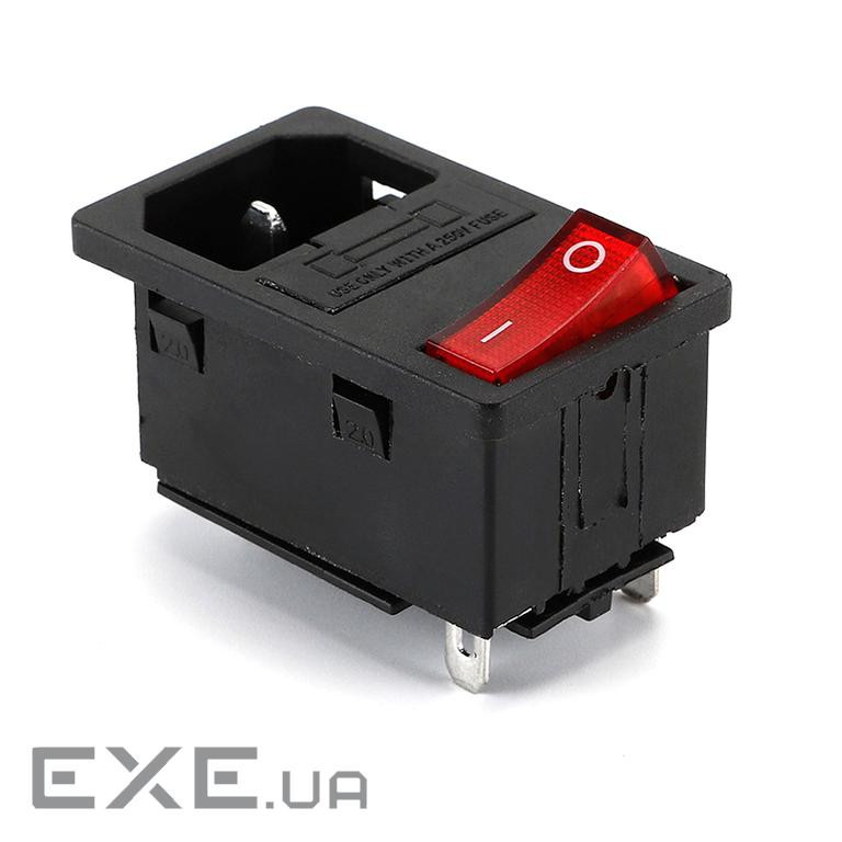 Триконтактний роз&apos,єм AC14 тато з перемикачем, 250V, 10A, під викруткову збірку, Q50 (YT-AC14) , Q50 (YT-AC14)