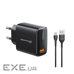 Зарядний пристрій Grand-X Quick Charge QС3.0 22.5W + cableUSB-Lightning (CH-550BL)