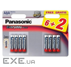 Батарейка Panasonic AAA LR03 Everyday Power * 8(6+2) (LR03REE/8B2F)