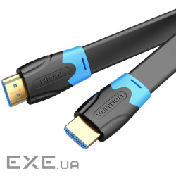 Кабель HDMI M - M, 0.5м, Vention, V2.0, 4K 60Гц, PVC Flat Design, Black (AAKBD)
